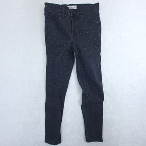 Madewell Women's Jeans 9" High Rise Skinny Jeans Sz 27 Black Polka Dots